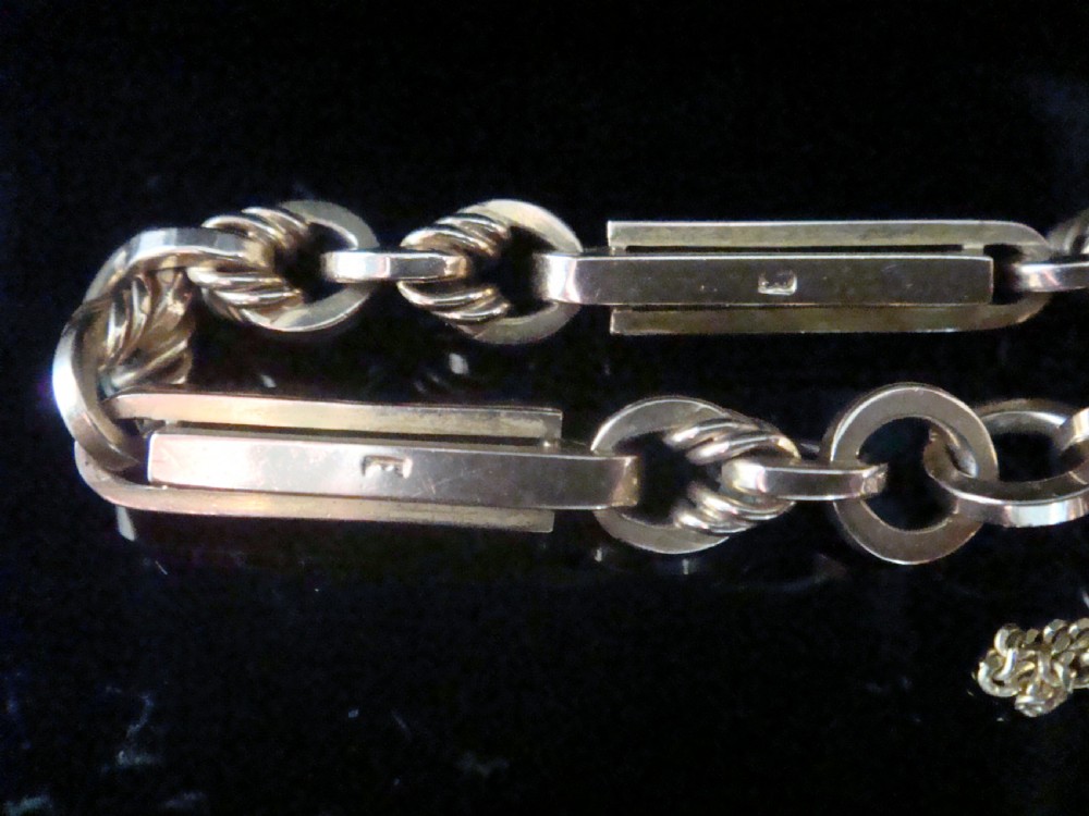 EDWARDIAN 9CT ROSE GOLD FETTER TROMBONE HEART PADLOCK BRACELET 11.6G 7.5 INCHES View V