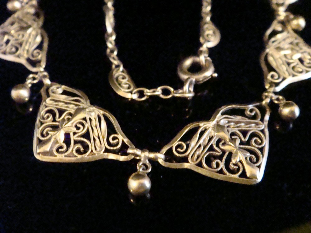 EDWARDIAN FRENCH 18CT ORNATE FILAGREE YELLOW GOLD NECKLACE CHAIN 17 INCHES 6G