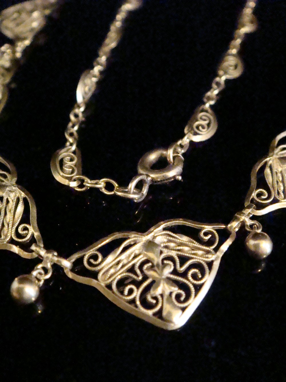 EDWARDIAN FRENCH 18CT ORNATE FILAGREE YELLOW GOLD NECKLACE CHAIN 17 INCHES 6G View II
