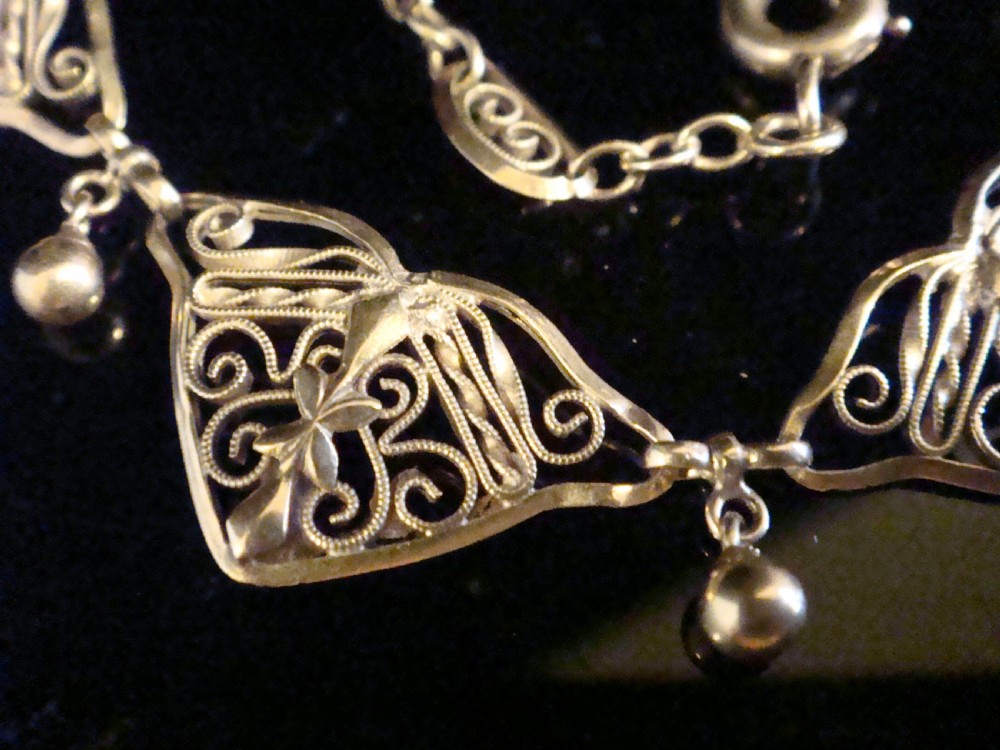 EDWARDIAN FRENCH 18CT ORNATE FILAGREE YELLOW GOLD NECKLACE CHAIN 17 INCHES 6G View IV