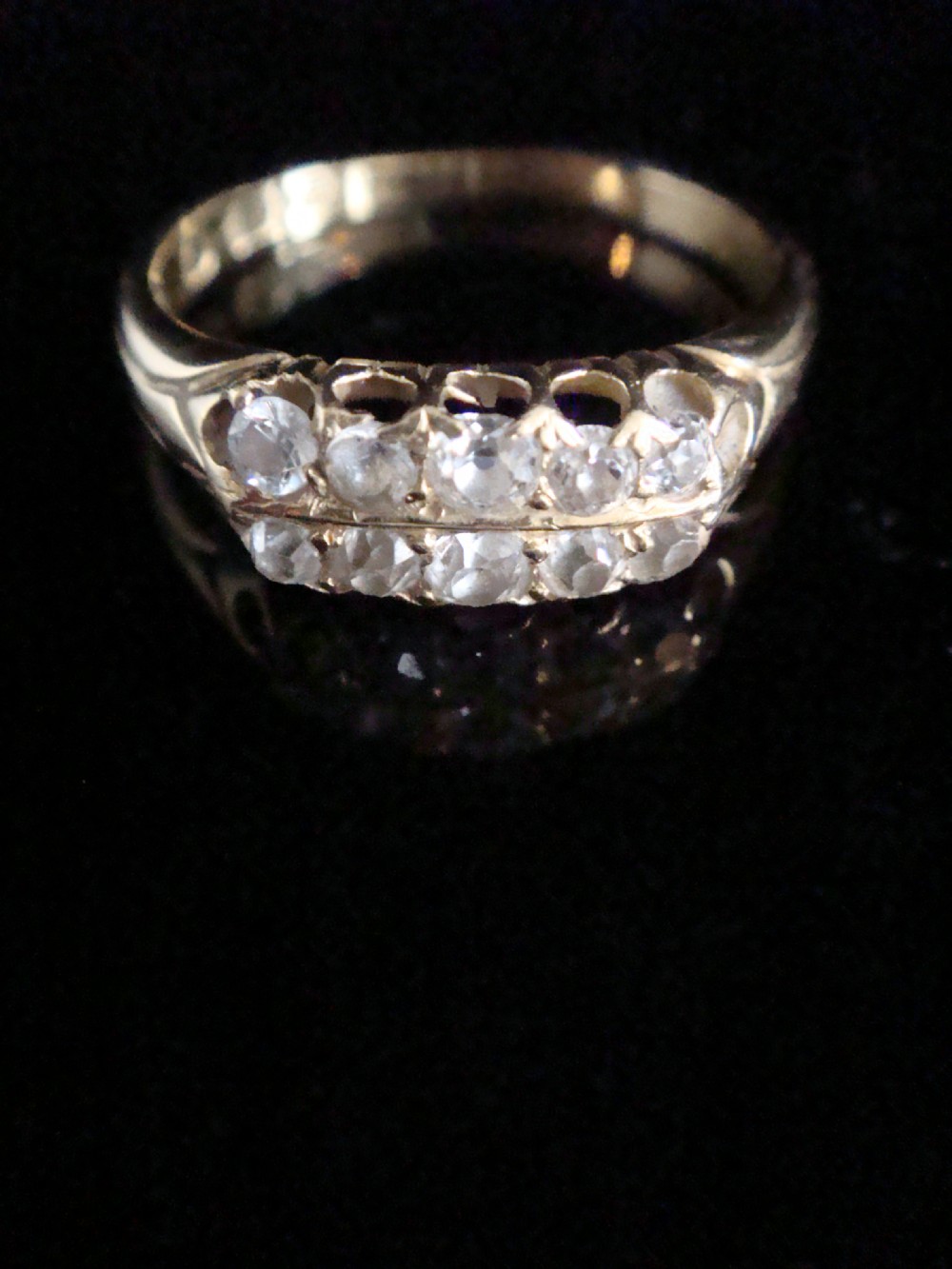 Victorian 18ct yellow gold Natural old cut diamond 2 row stacking ring
