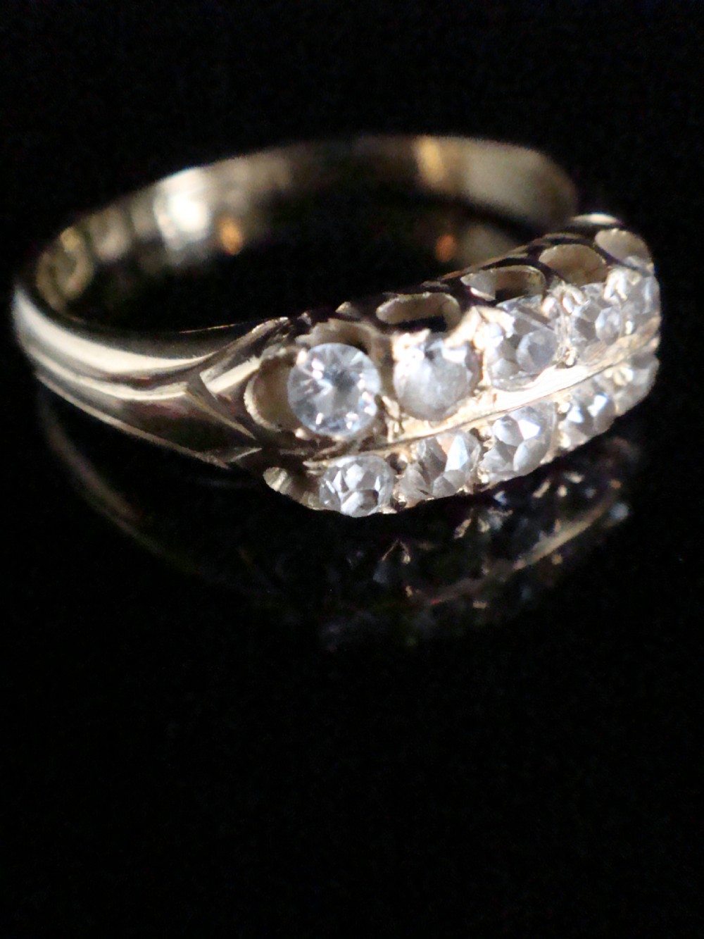 Victorian 18ct yellow gold Natural old cut diamond 2 row stacking ring View II