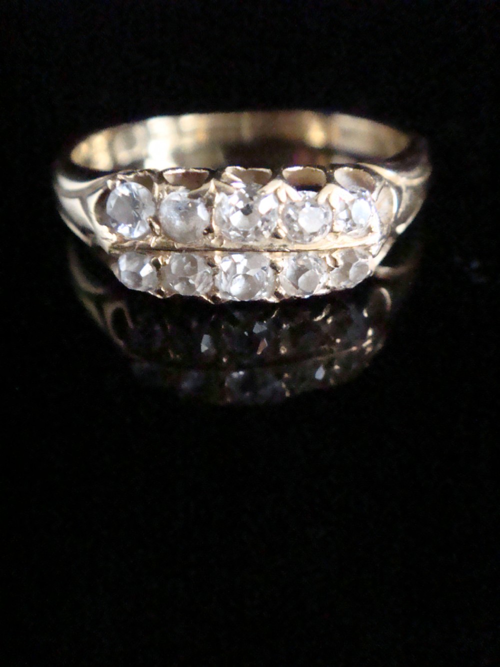 Victorian 18ct yellow gold Natural old cut diamond 2 row stacking ring View III
