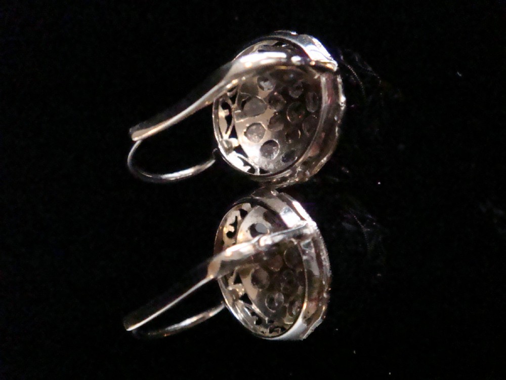 EDWARDIAN 18CT WHITE GOLD FRENCH ROSE CUT DIAMOND EARRINGS View III