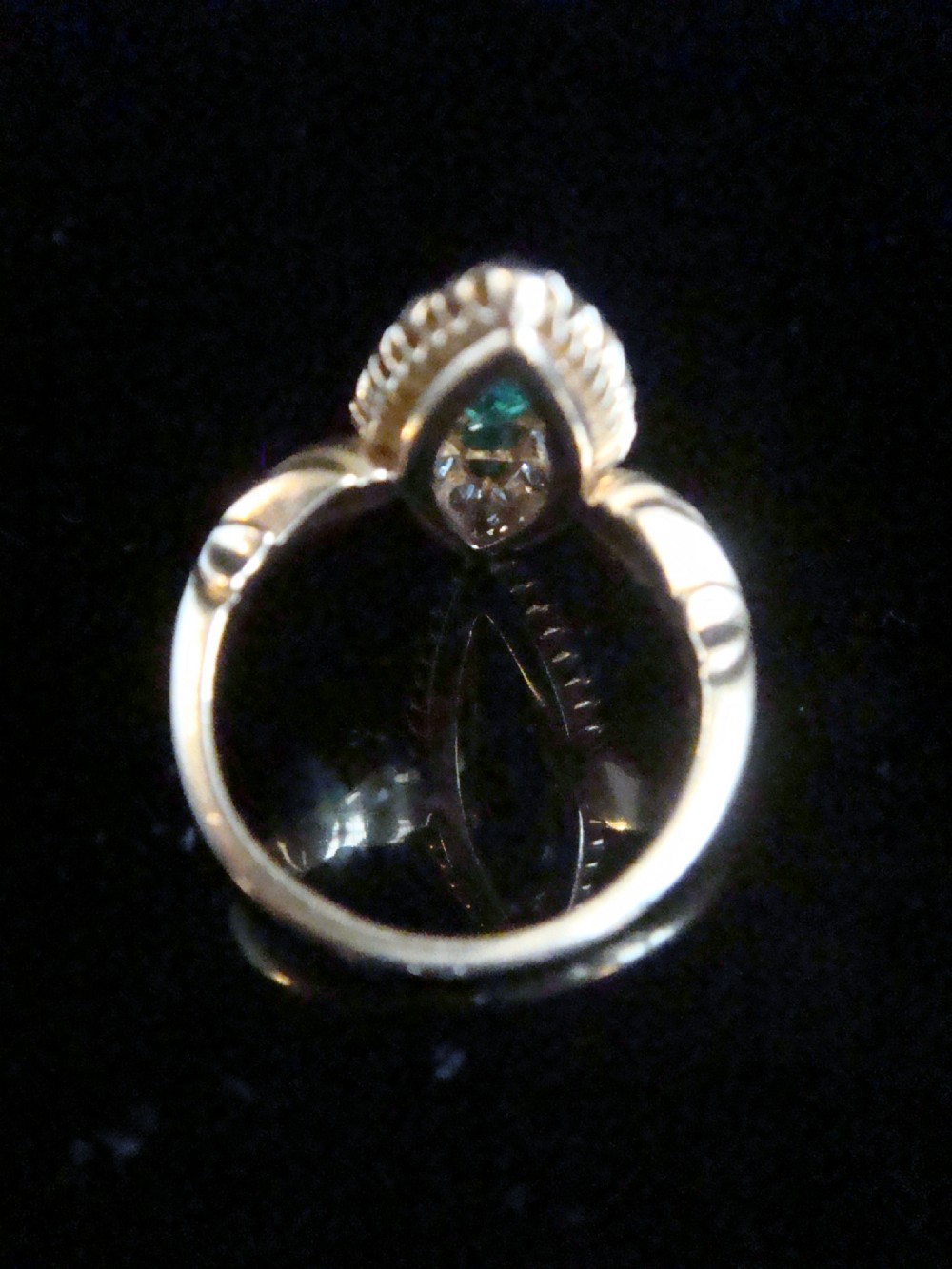 VICTORIAN 18CT FINE QUALITY NATURAL EMERALD AND DIAMOND 0.95CT RING View IV