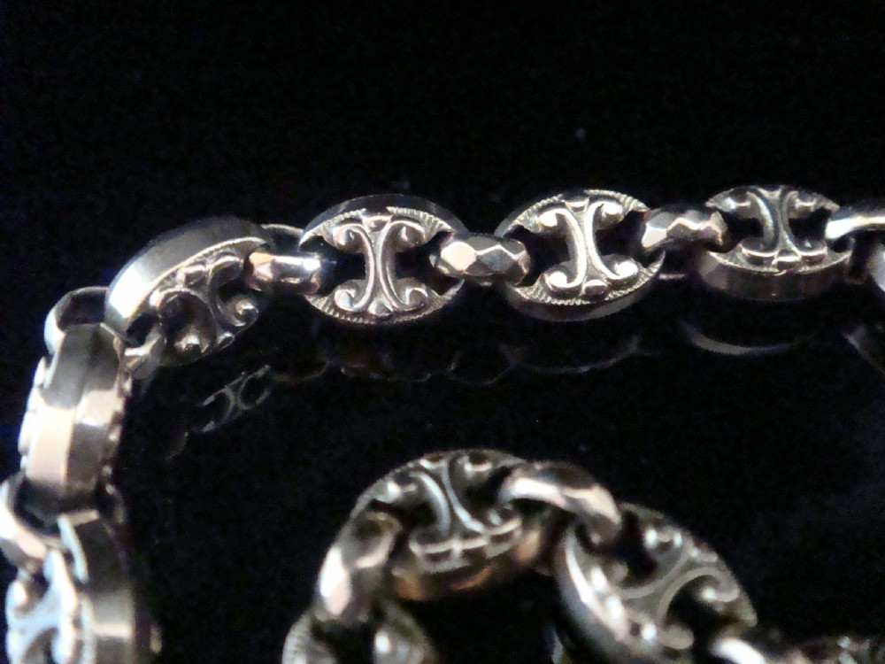 Edwardian 9ct rose gold ornate bracelet with heart padlock locket 5mm 10.2g View II