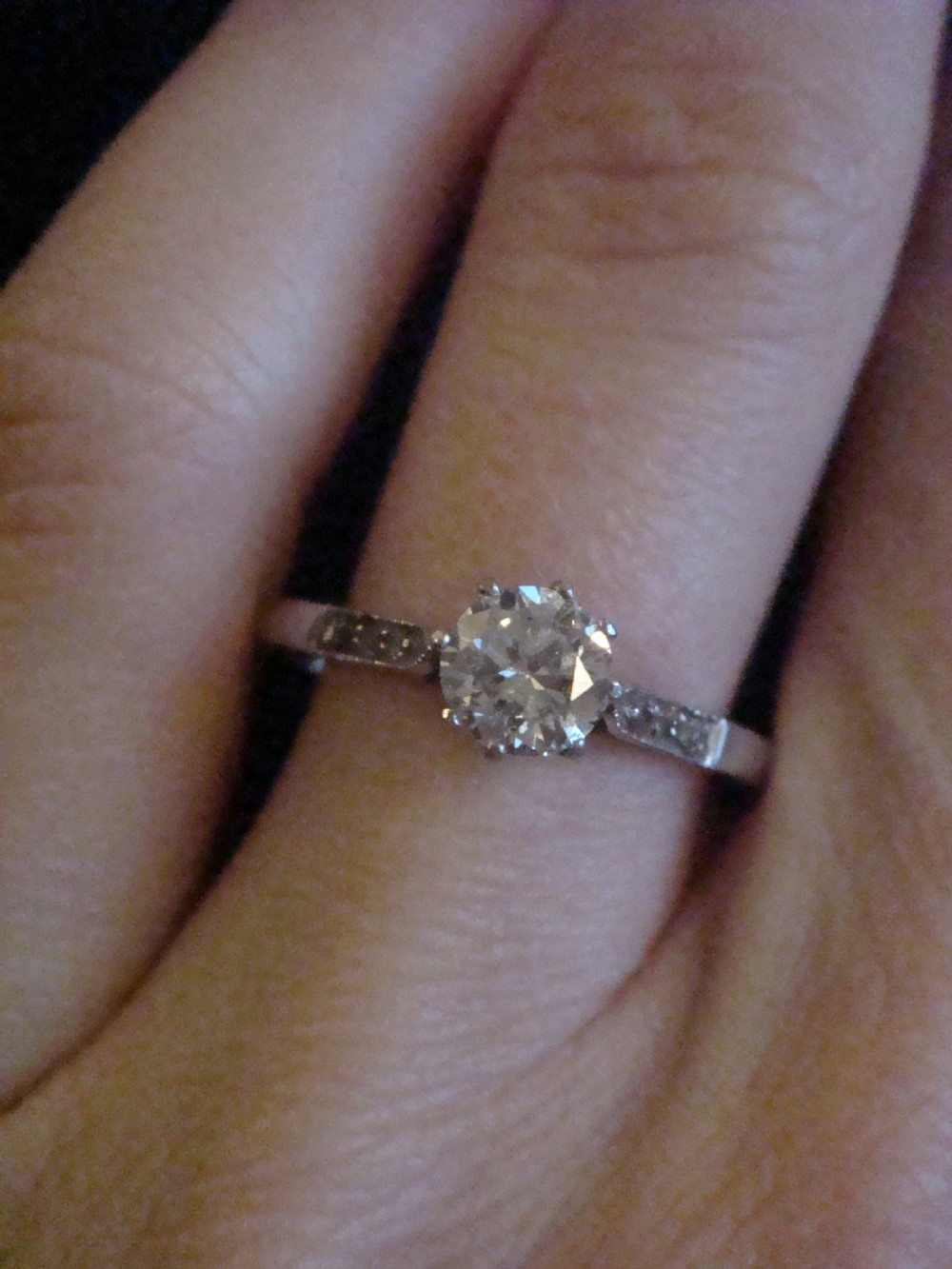 ART DECO PLATINUM DIAMOND 0.54CT SI1 I PLUS DIAMOND SHOULDERS SOLITAIRE RING View II