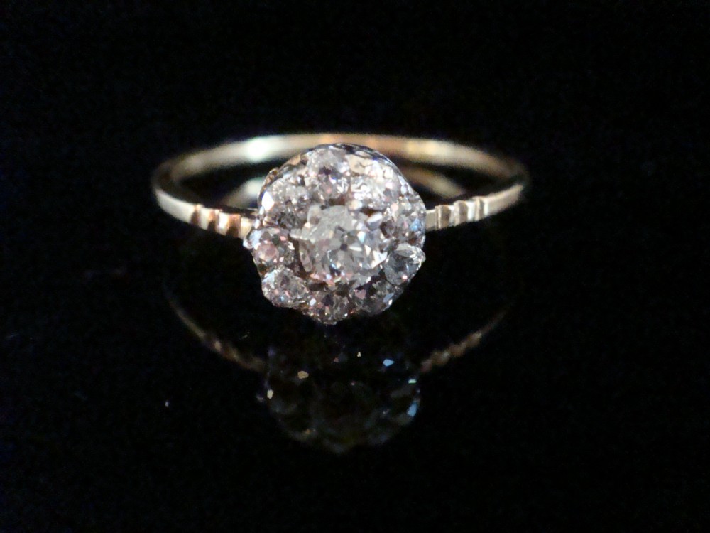 EDWARDIAN 18CT PLATINUM OLD CUT DIAMOND CLUSTER 0.50CT RING