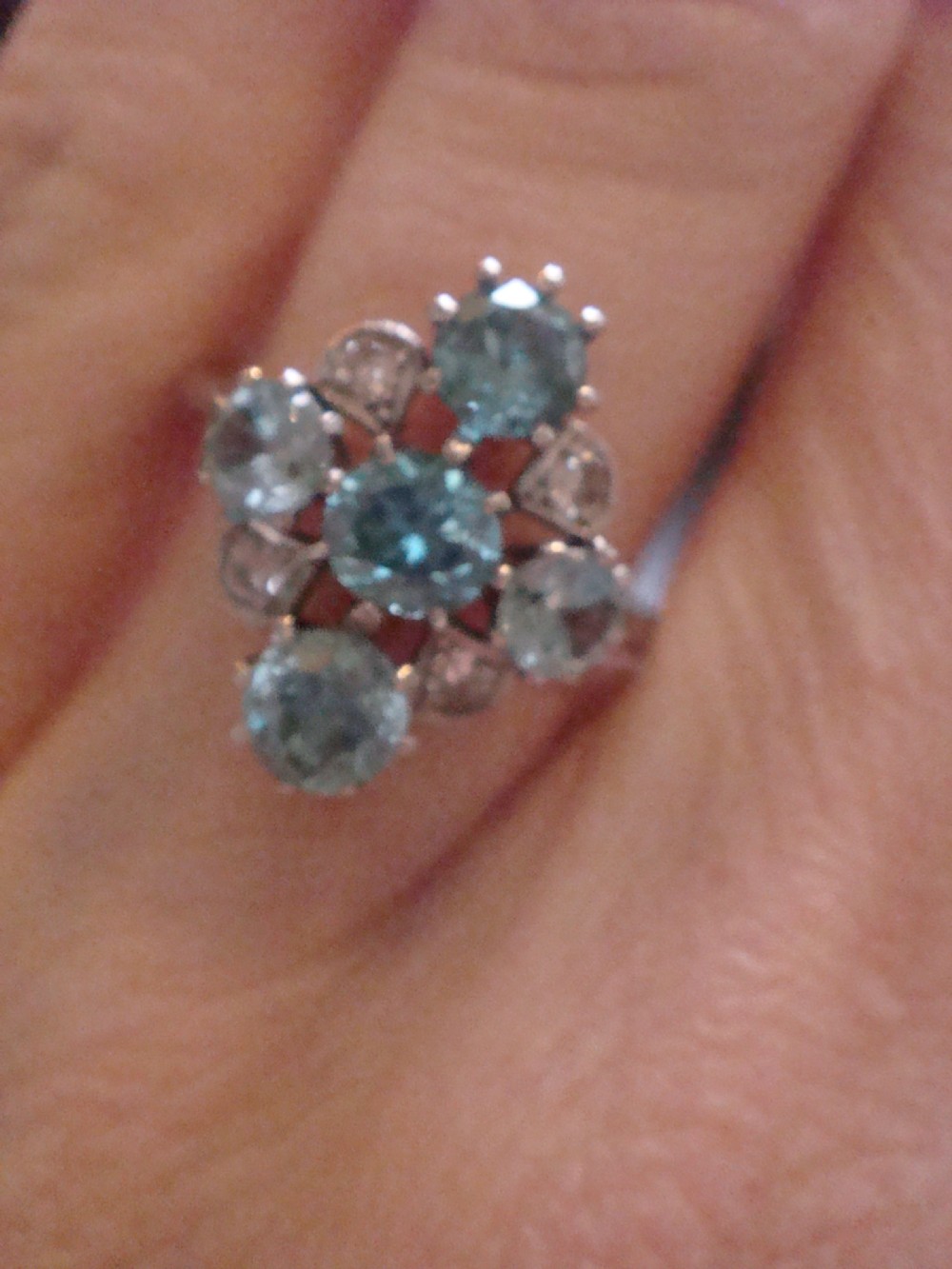 EDWARDIAN PLATINUM LARGE NATURAL BLUE ZIRCON 1.75CT DIAMOND RING View V
