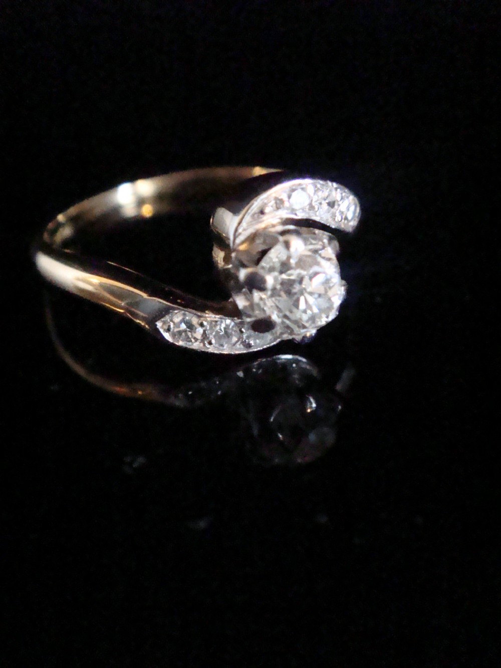 EDWARDIAN FRENCH 18CT PLATINUM OLD CUT DIAMOND 0.65CT SOLITAIRE RING View II