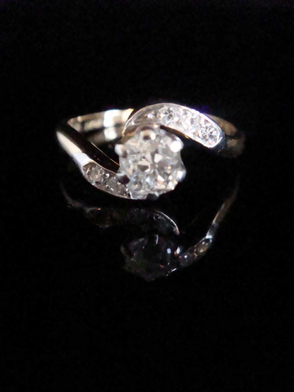 EDWARDIAN FRENCH 18CT PLATINUM OLD CUT DIAMOND 0.65CT SOLITAIRE RING