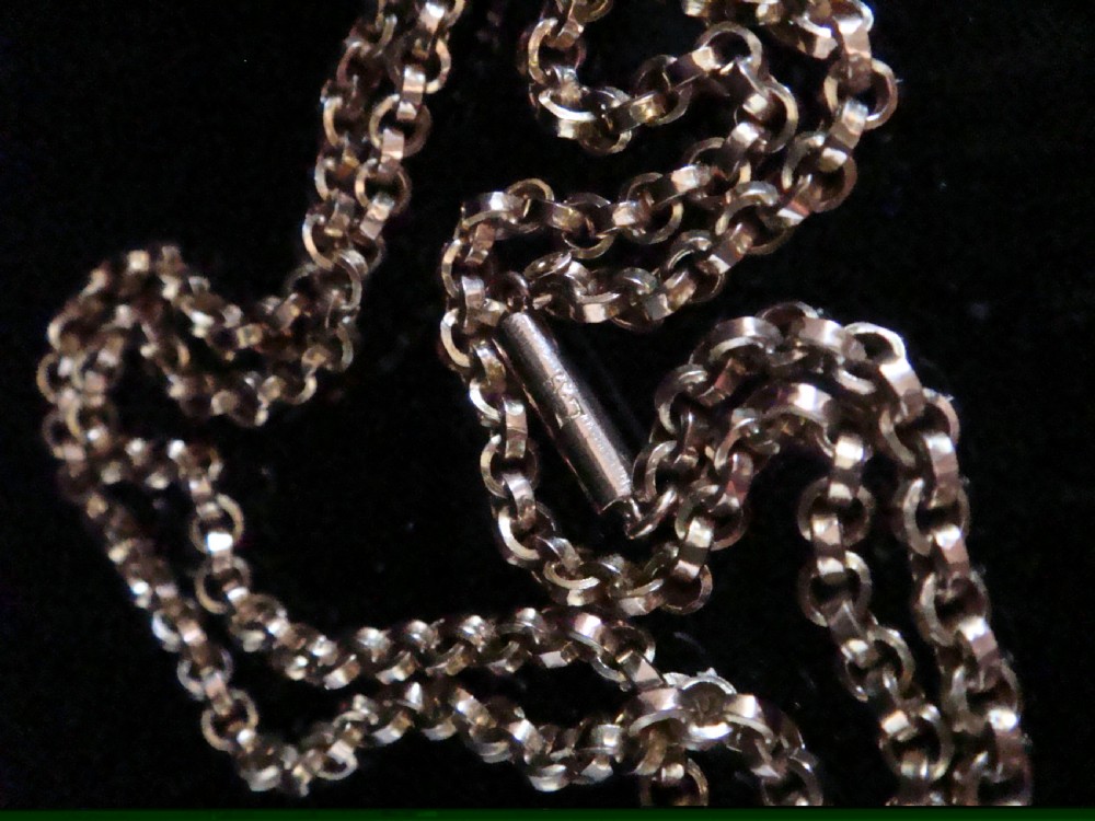 EDWARDIAN 9CT ROSE YELLOW GOLD SOLID CHAIN 20 INCHES 10.8g BAREL CLASP AND TAG View III
