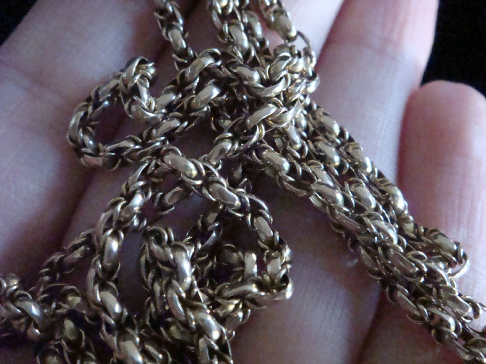 EDWARDIAN 9CT ROSE GOLD SOLID CHAIN 30 INCHES 15.4g ORNATE LINK LONGUARD View IV