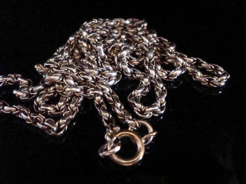 EDWARDIAN 9CT ROSE GOLD SOLID CHAIN 30 INCHES 15.4g ORNATE LINK LONGUARD View II