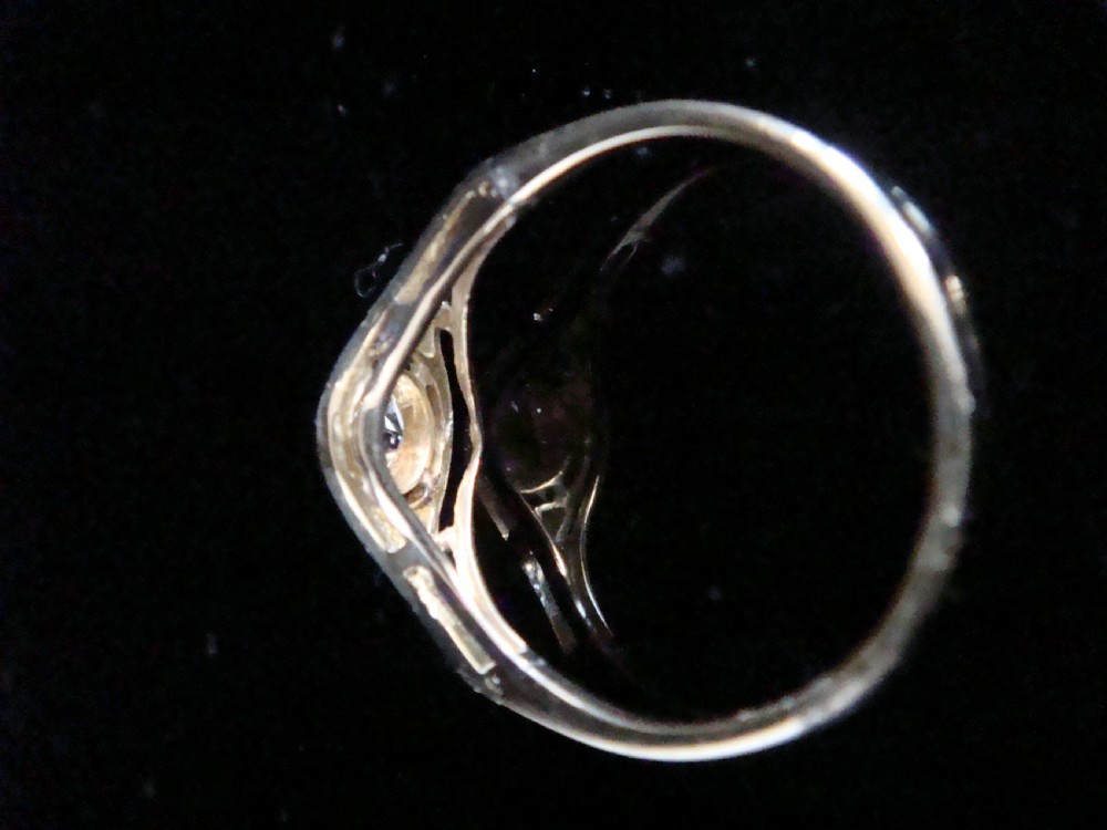 ART DECO FRENCH 18CT PLATINUM DIAMOND SINGLE STONE SOLITAIRE 0.35CT RING View V