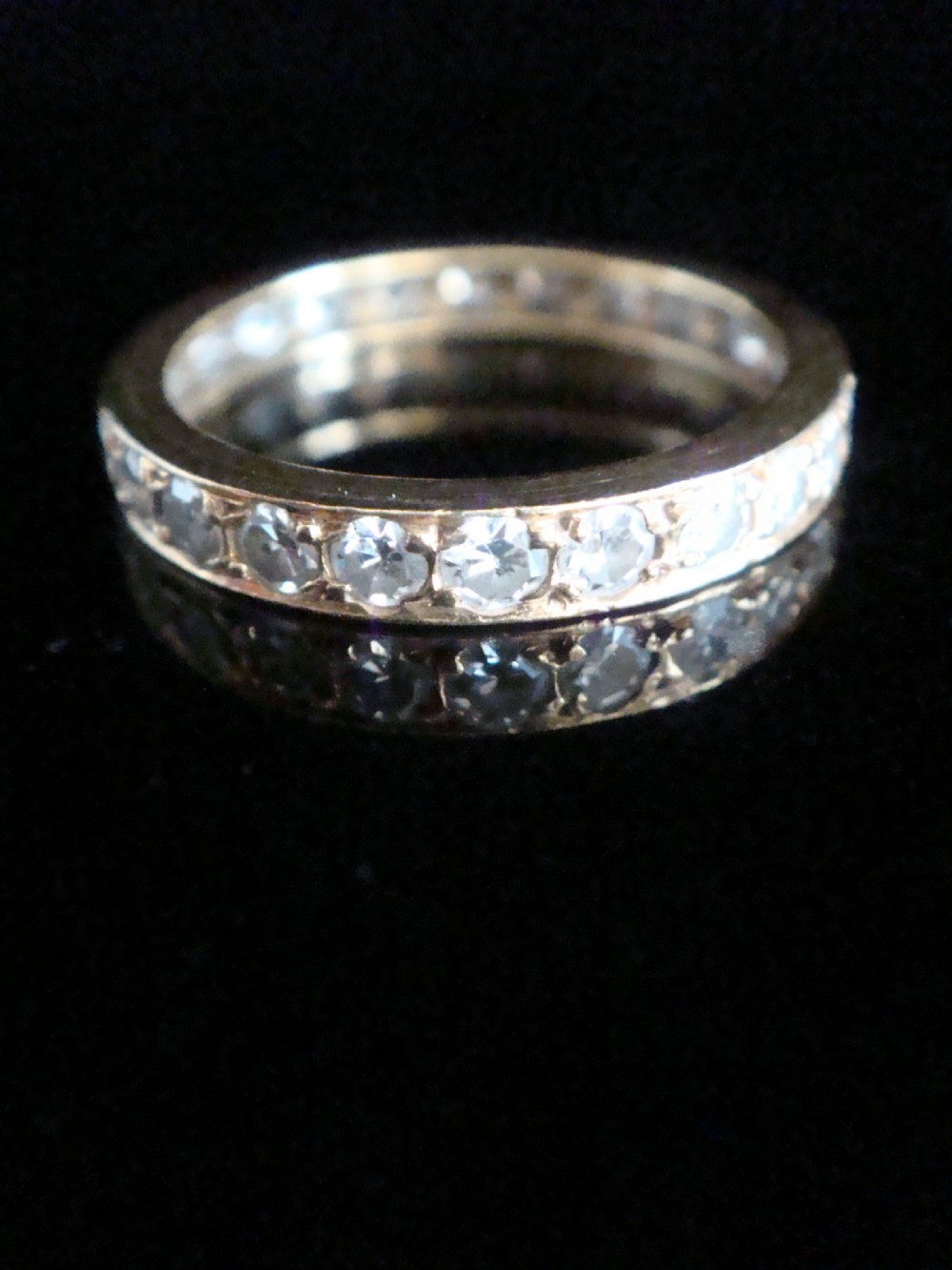 ART DECO 18CT YELLOW GOLD FULL ETERNITY DIAMOND RING 2.2G SIZE i 1/2 0.85CT