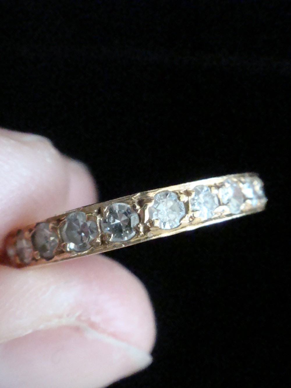 ART DECO 18CT YELLOW GOLD FULL ETERNITY DIAMOND RING 2.2G SIZE i 1/2 0.85CT View III