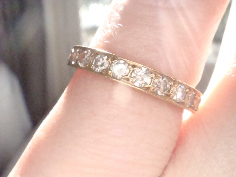 ART DECO 18CT YELLOW GOLD FULL ETERNITY DIAMOND RING 2.2G SIZE i 1/2 0.85CT View IV
