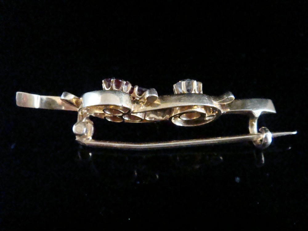 EDWARDIAN 18CT 18K RUBY 0.45CT DIAMOND 0.25CT VS2 H COLOUR 3 LEAF CLOVER BROOCH  View III