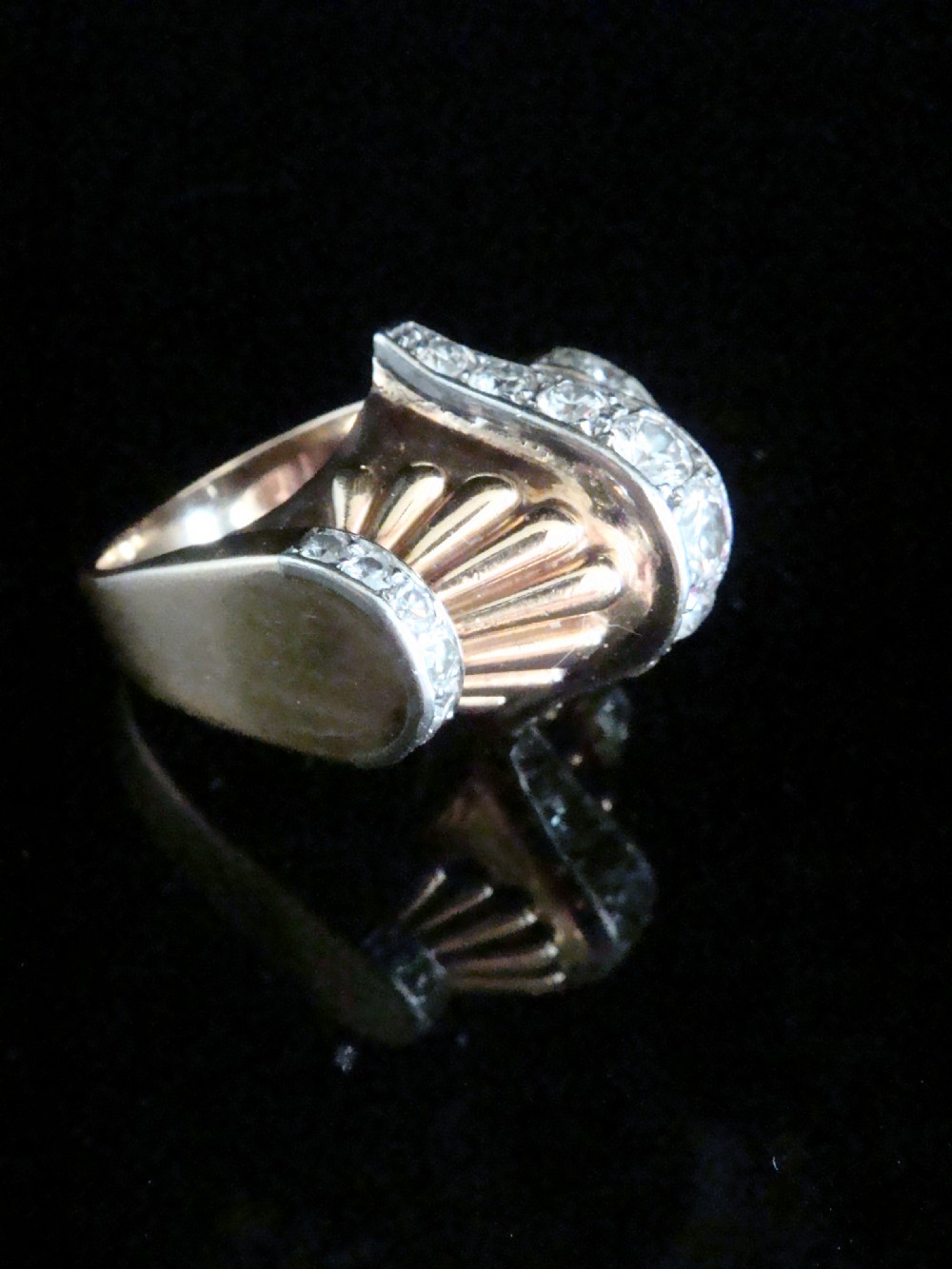 RETRO 1940S FRENCH TANK 18CT 18k PLATINUM DIAMOND 1.95CT PAVE SET RING 16.8g View II