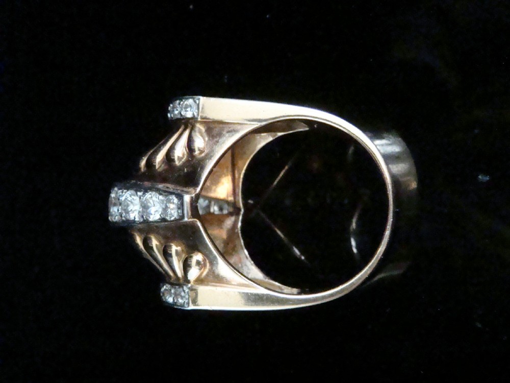 RETRO 1940S FRENCH TANK 18CT 18k PLATINUM DIAMOND 1.95CT PAVE SET RING 16.8g View III