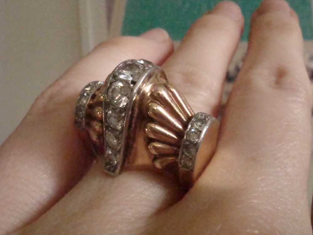 RETRO 1940S FRENCH TANK 18CT 18k PLATINUM DIAMOND 1.95CT PAVE SET RING 16.8g View XI