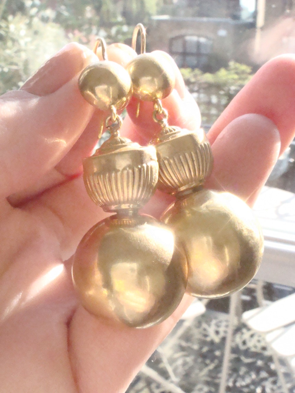 VERY LARGE VICTORIAN 9CT YELLOW GOLD EARRINGS FINE QUALITY 5.8g View III
