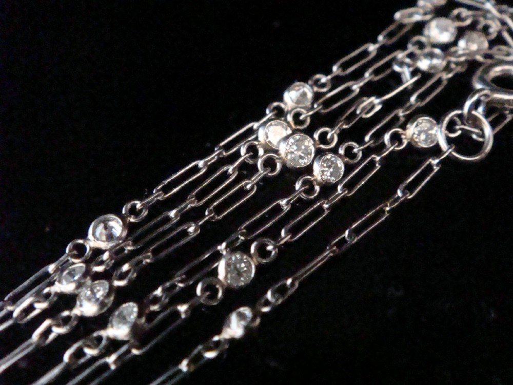 VINTAGE PLATINUM DIAMOND CHAIN NECKLACE 18INCHES 3.2G 0.80ct View II