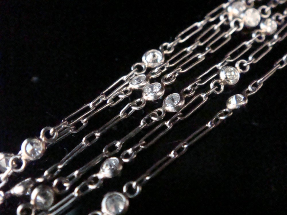 VINTAGE PLATINUM DIAMOND CHAIN NECKLACE 18INCHES 3.2G 0.80ct View III