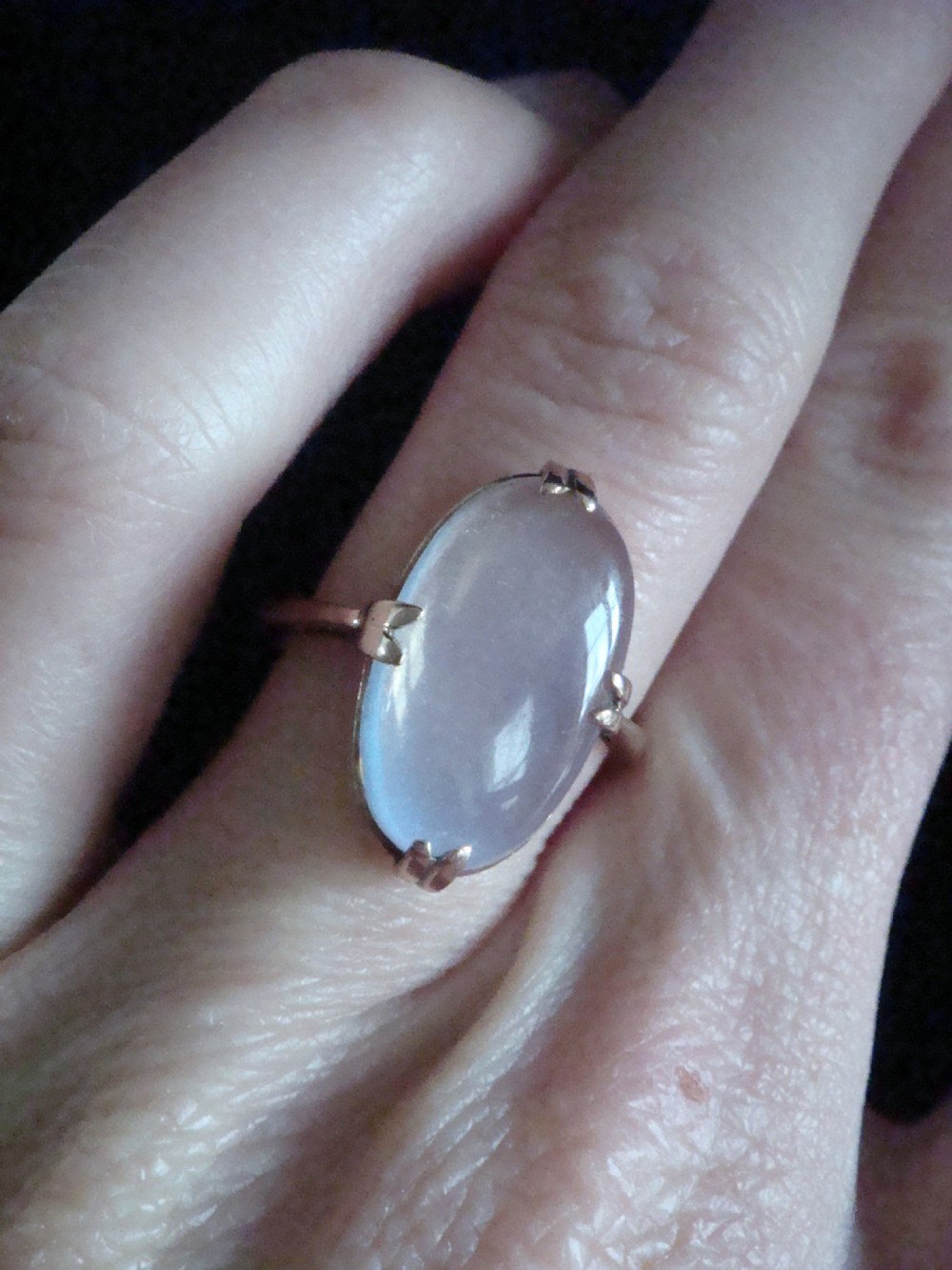EDWARDIAN LARGE 9CT YELLOW GOLD NATURAL MOONSTONE SINGLE STONE SOLITAIRE RING View II