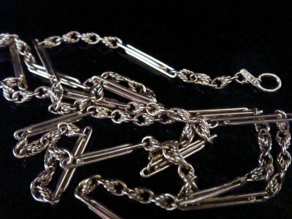 EDWARDIAN 9CT YELLOW GOLD FETTER TROMBONE CHAIN 17.5