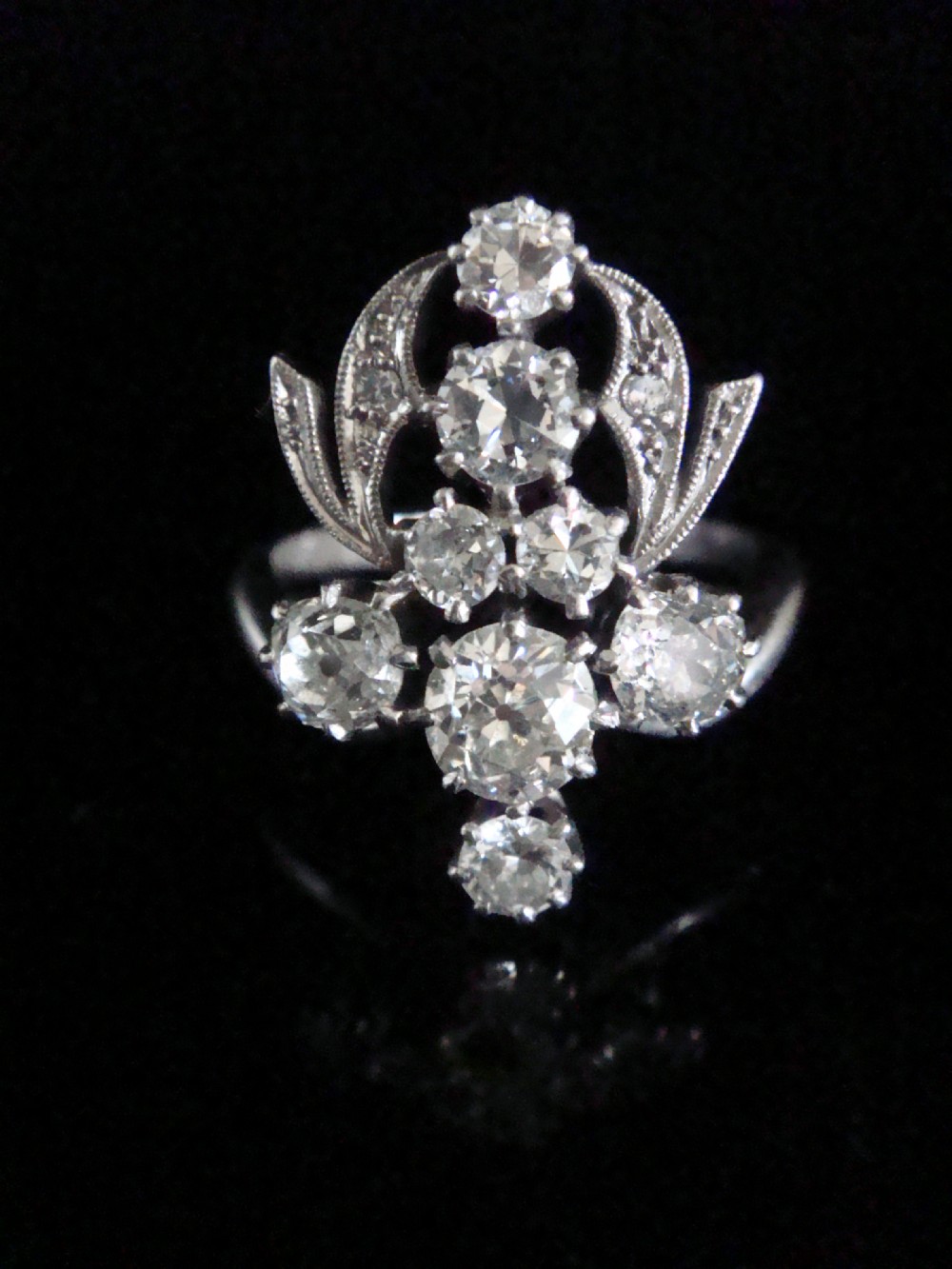 EDWARDIAN FRENCH 18CT PLATINUM ART NOUVEAU DIAMOND 2.05CT RING