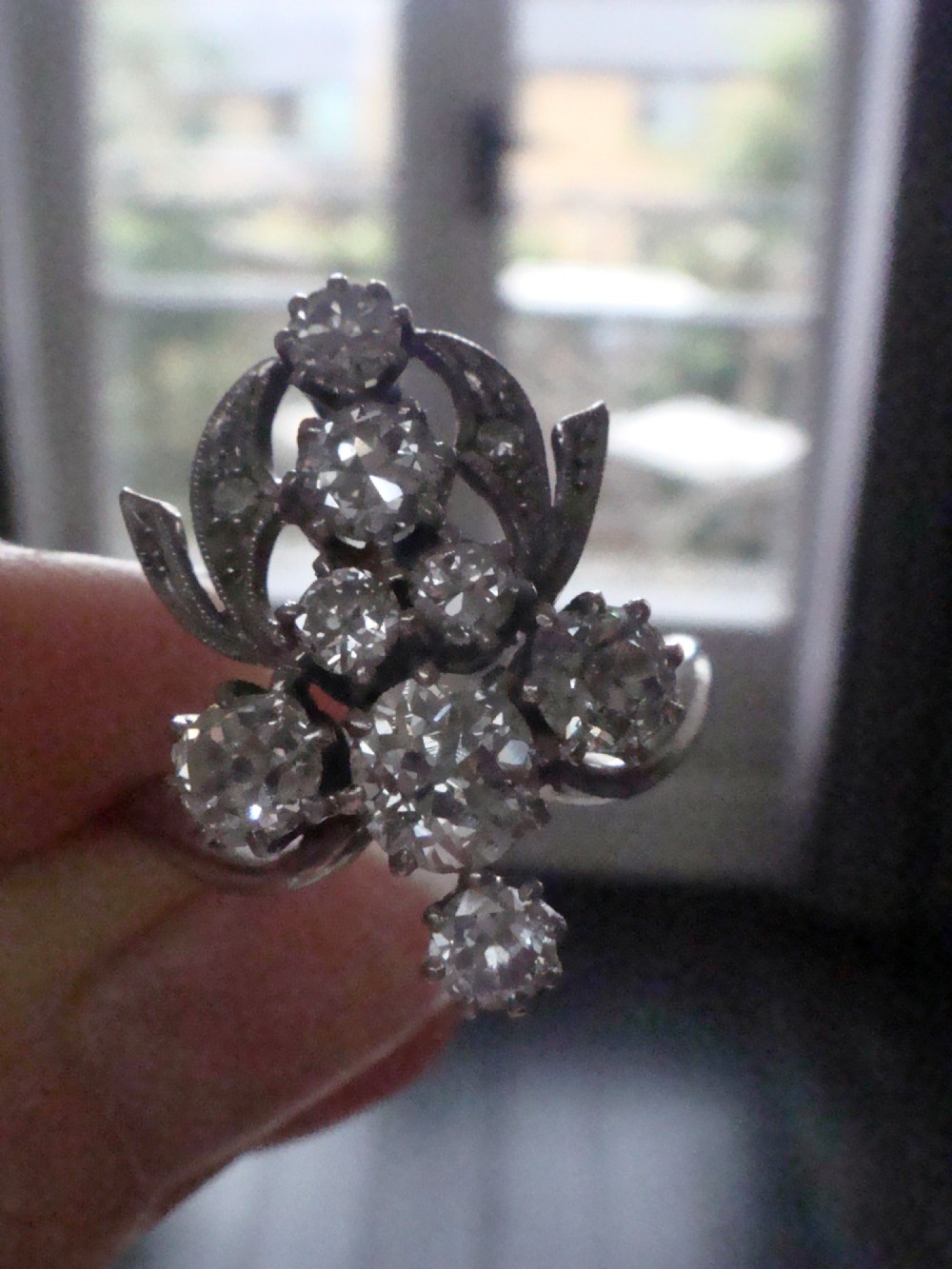 EDWARDIAN FRENCH 18CT PLATINUM ART NOUVEAU DIAMOND 2.05CT RING View III