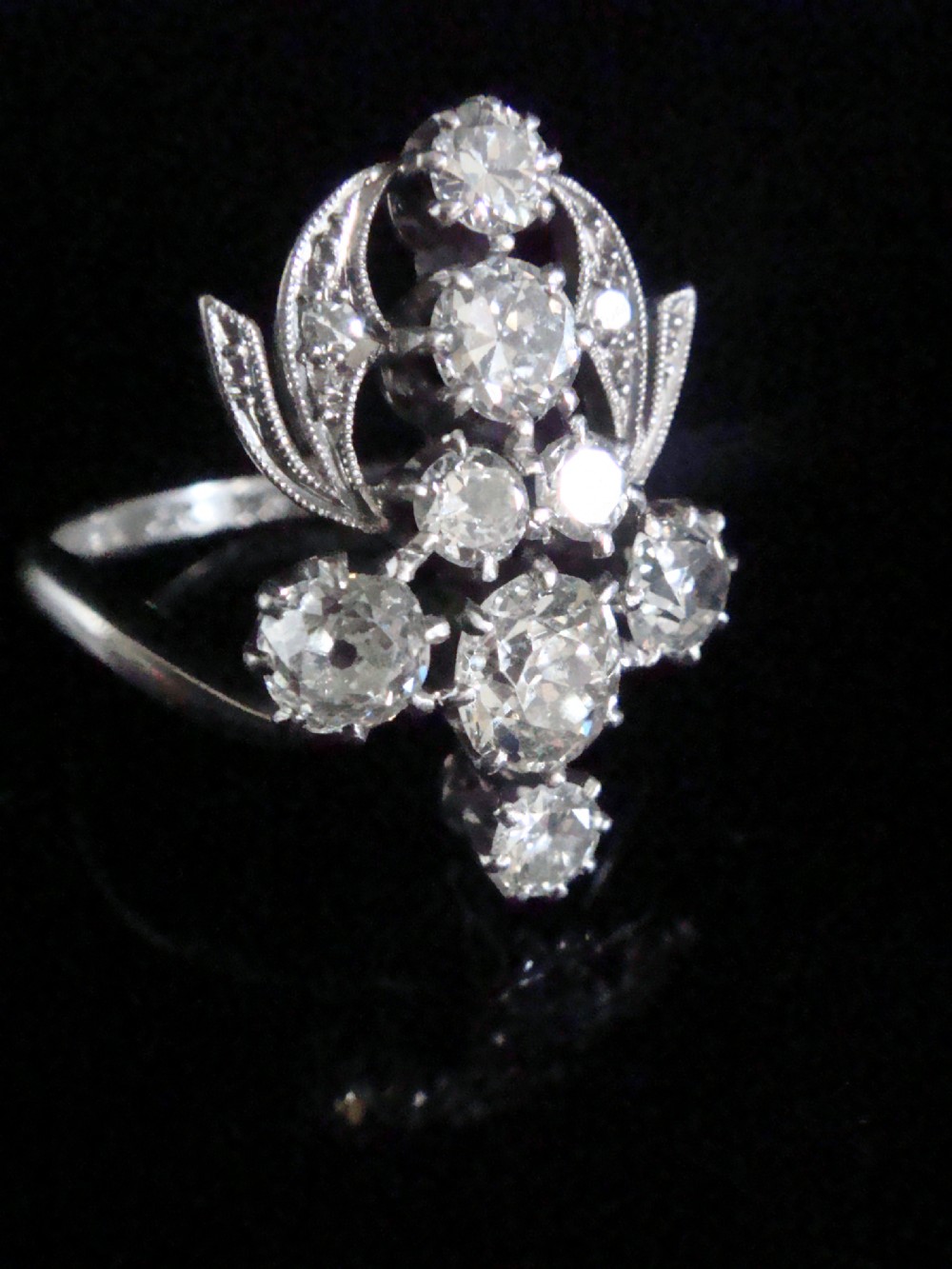 EDWARDIAN FRENCH 18CT PLATINUM ART NOUVEAU DIAMOND 2.05CT RING View IV
