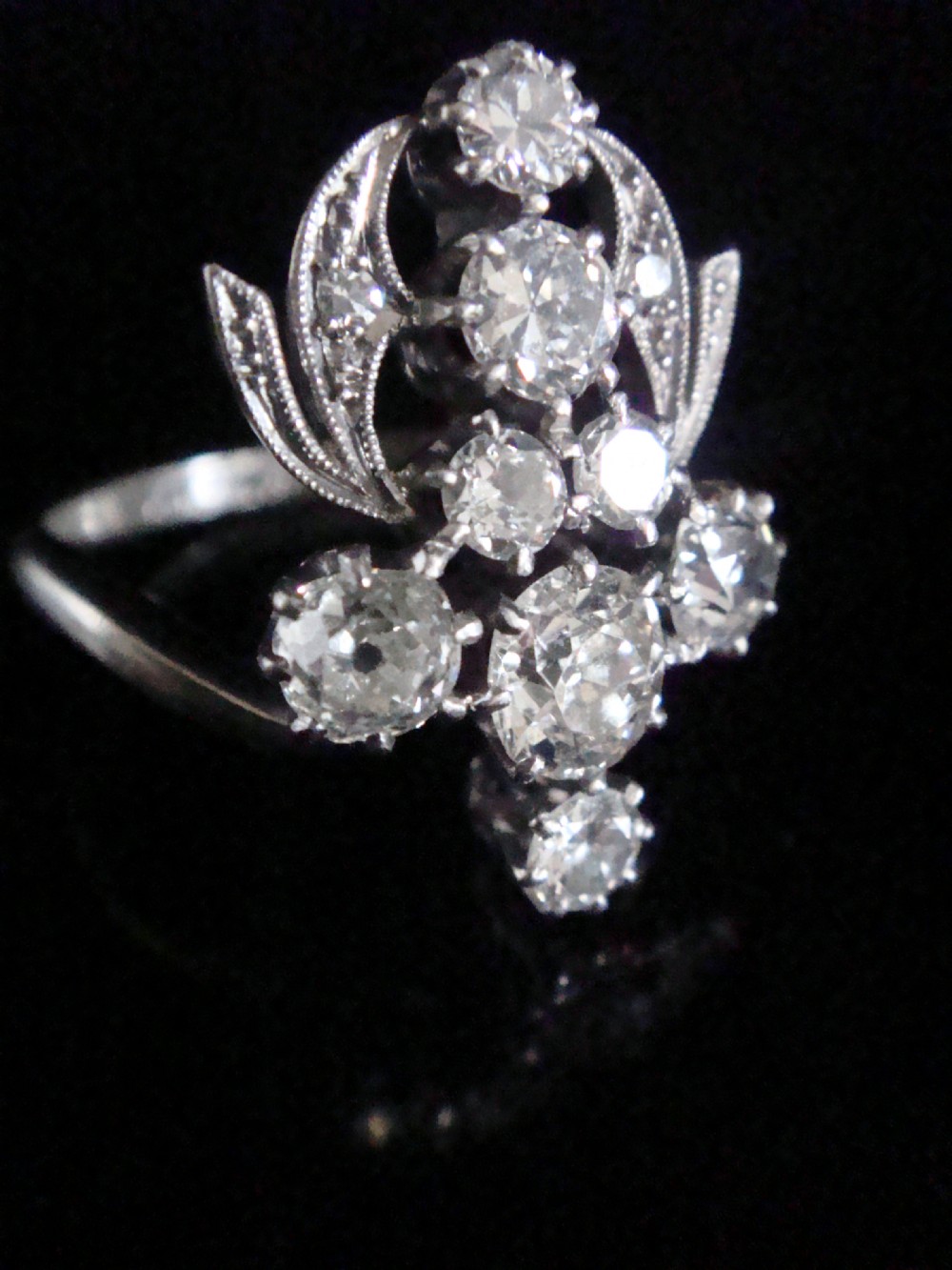 EDWARDIAN FRENCH 18CT PLATINUM ART NOUVEAU DIAMOND 2.05CT RING View VI
