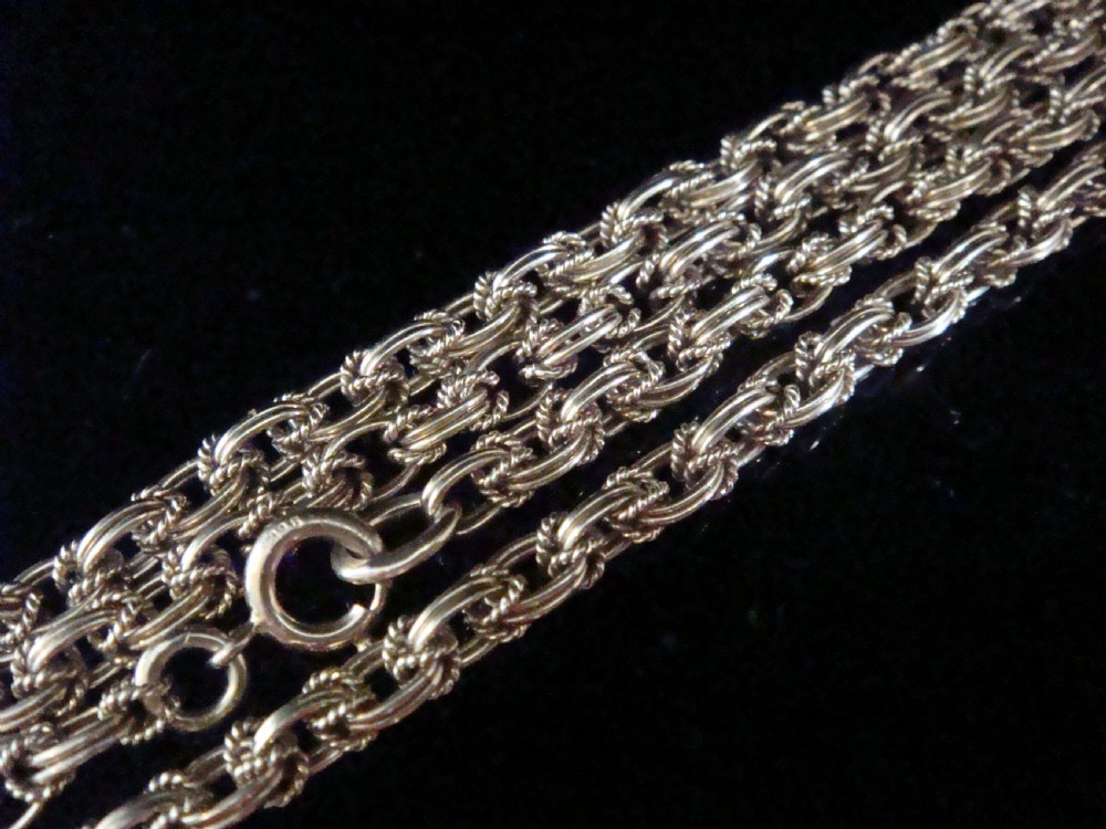 VINTAGE ANTIQUE 9CT YELLOW GOLD SOLID CHAIN 17.5 INCHES 17.3g ORNATE LINK 