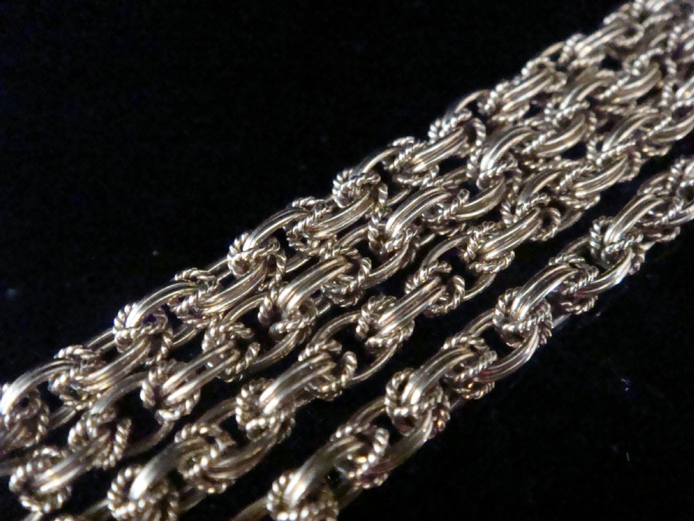 VINTAGE ANTIQUE 9CT YELLOW GOLD SOLID CHAIN 17.5 INCHES 17.3g ORNATE LINK  View II