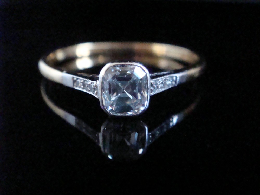 Edwardian 18ct platinum yellow gold antique ascher diamond solitaire 0.50ct