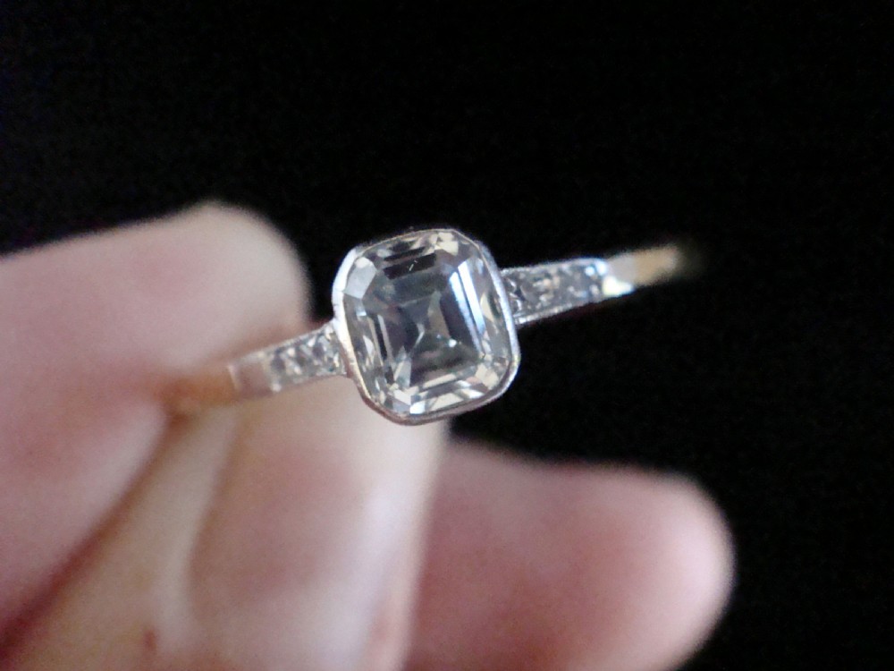 Edwardian 18ct platinum yellow gold antique ascher diamond solitaire 0.50ct View III