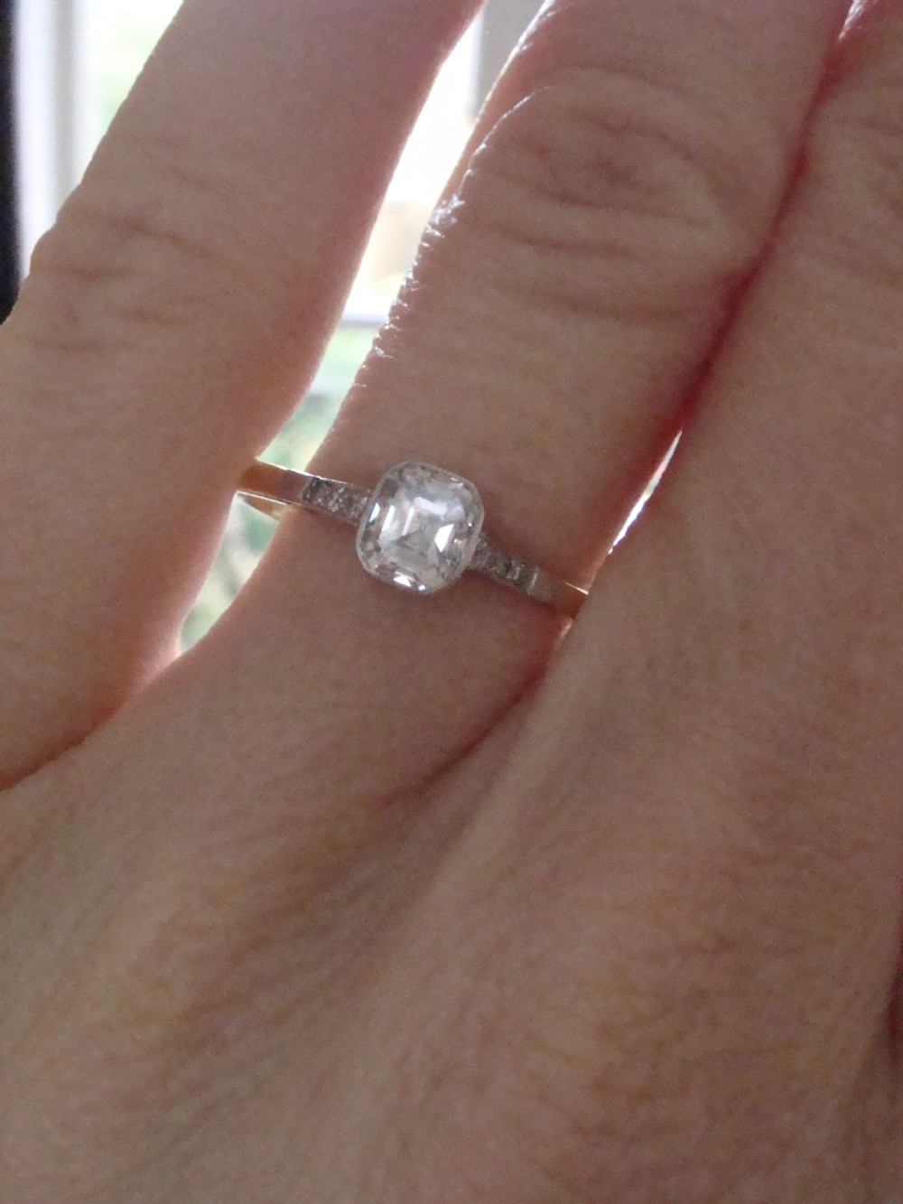 Edwardian 18ct platinum yellow gold antique ascher diamond solitaire 0.50ct View IV