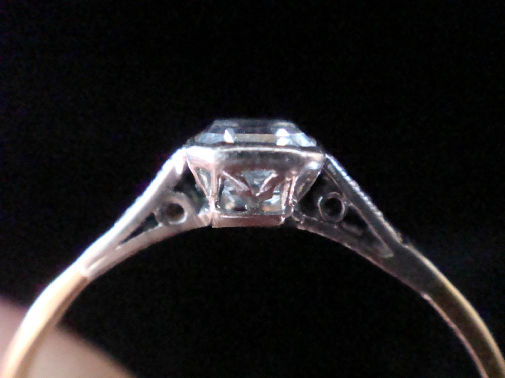 Edwardian 18ct platinum yellow gold antique ascher diamond solitaire 0.50ct View VII