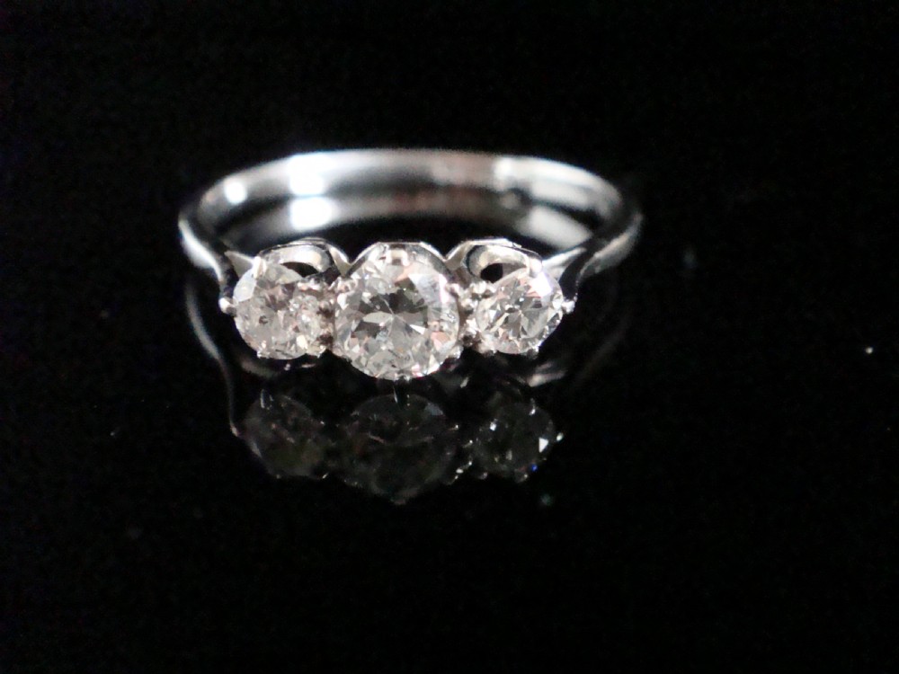 EDWARDIAN PLATINUM TRILOGY OLD CUT DIAMOND 0.70CT 3 STONE RING