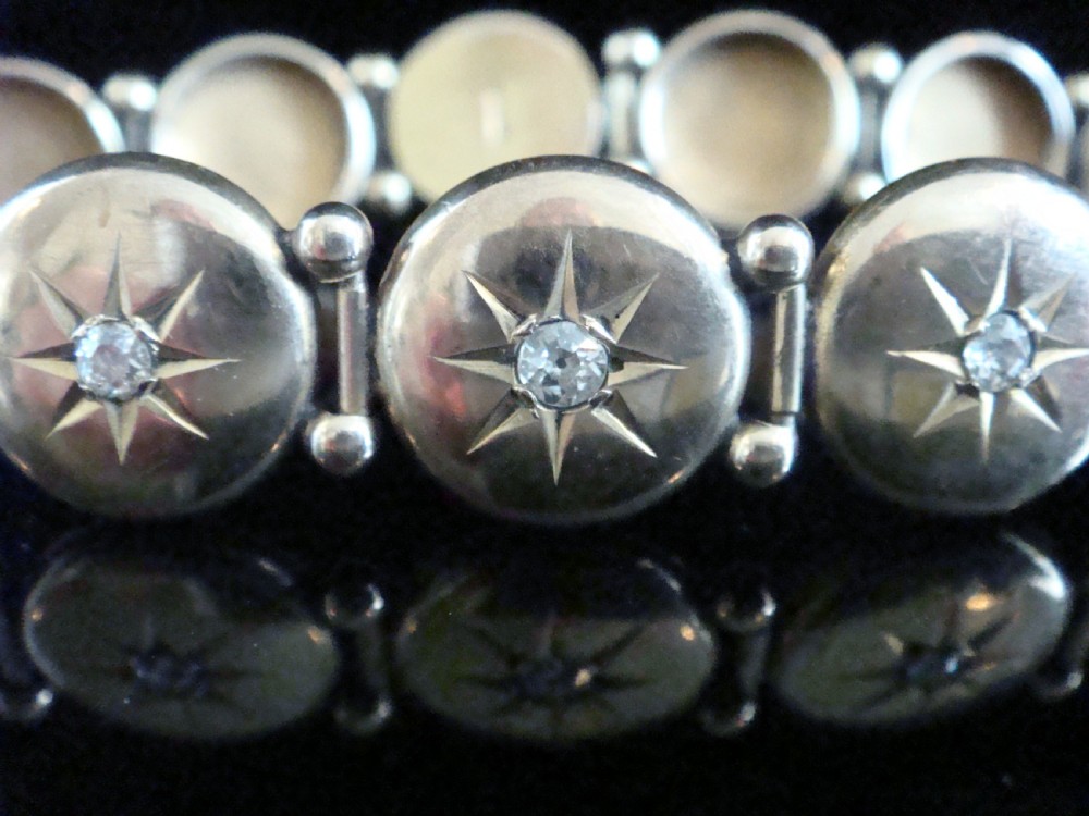 EDWARDIAN 9CT YELLOW GOLD STAR CELESTIAL OLD CUT DIAMOND BRACELET 11.6G View III