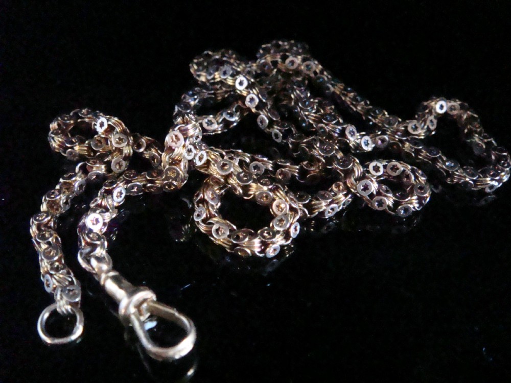 VICTORIAN 9CT YELLOW GOLD STAR LONGUARD CHAIN 13.8G 24