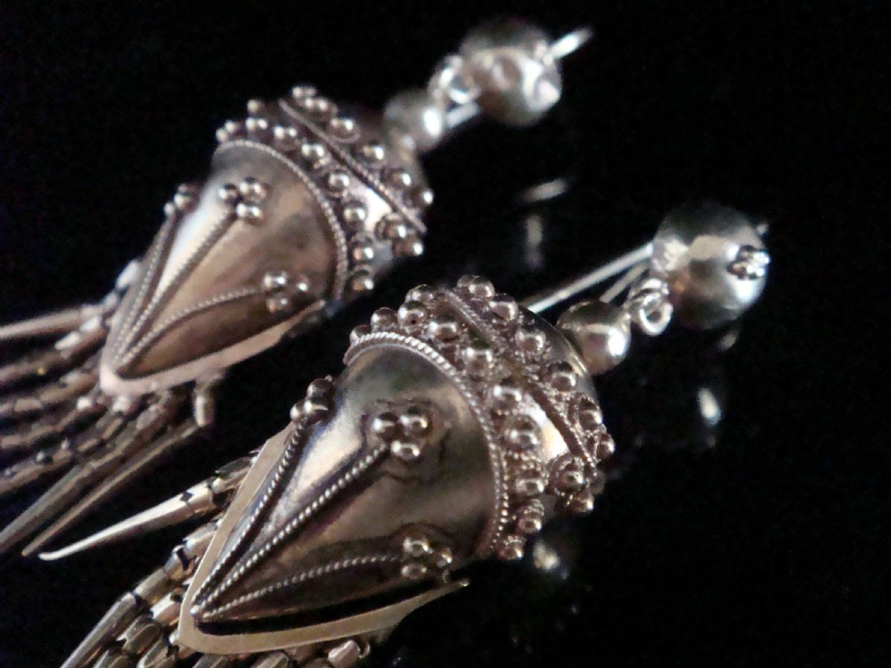 Victorian high carat 15ct ornate drop earrings 5.4g View II