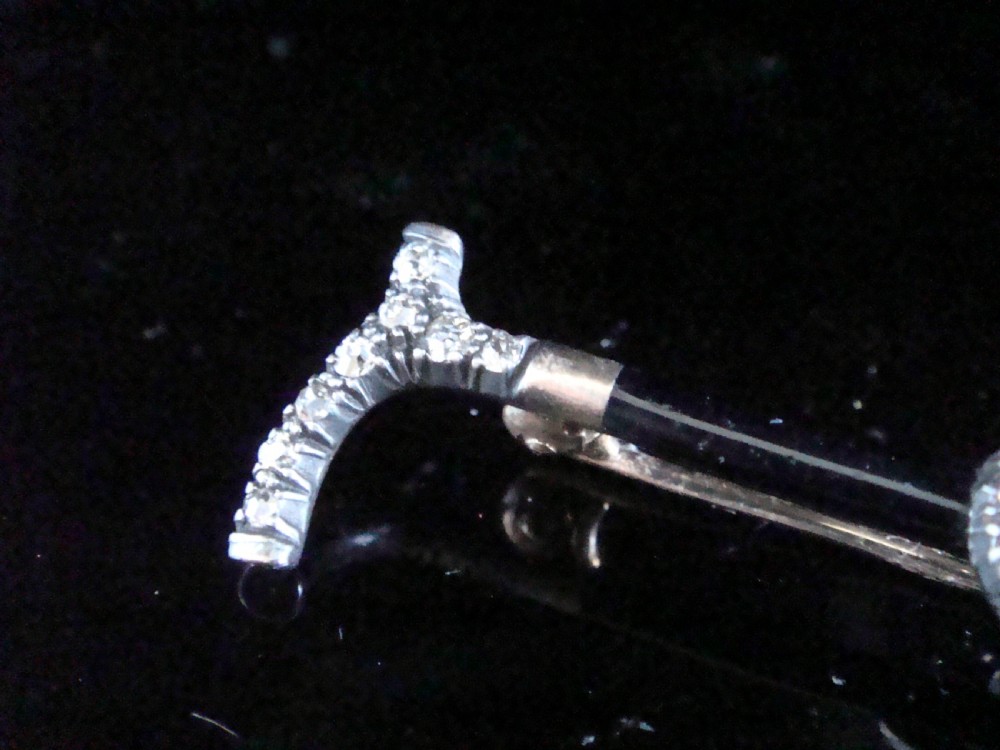 EDWARDIAN 18CT YELLOW GOLD PLATINUM DIAMOND HEART STICK BROOCH View IV