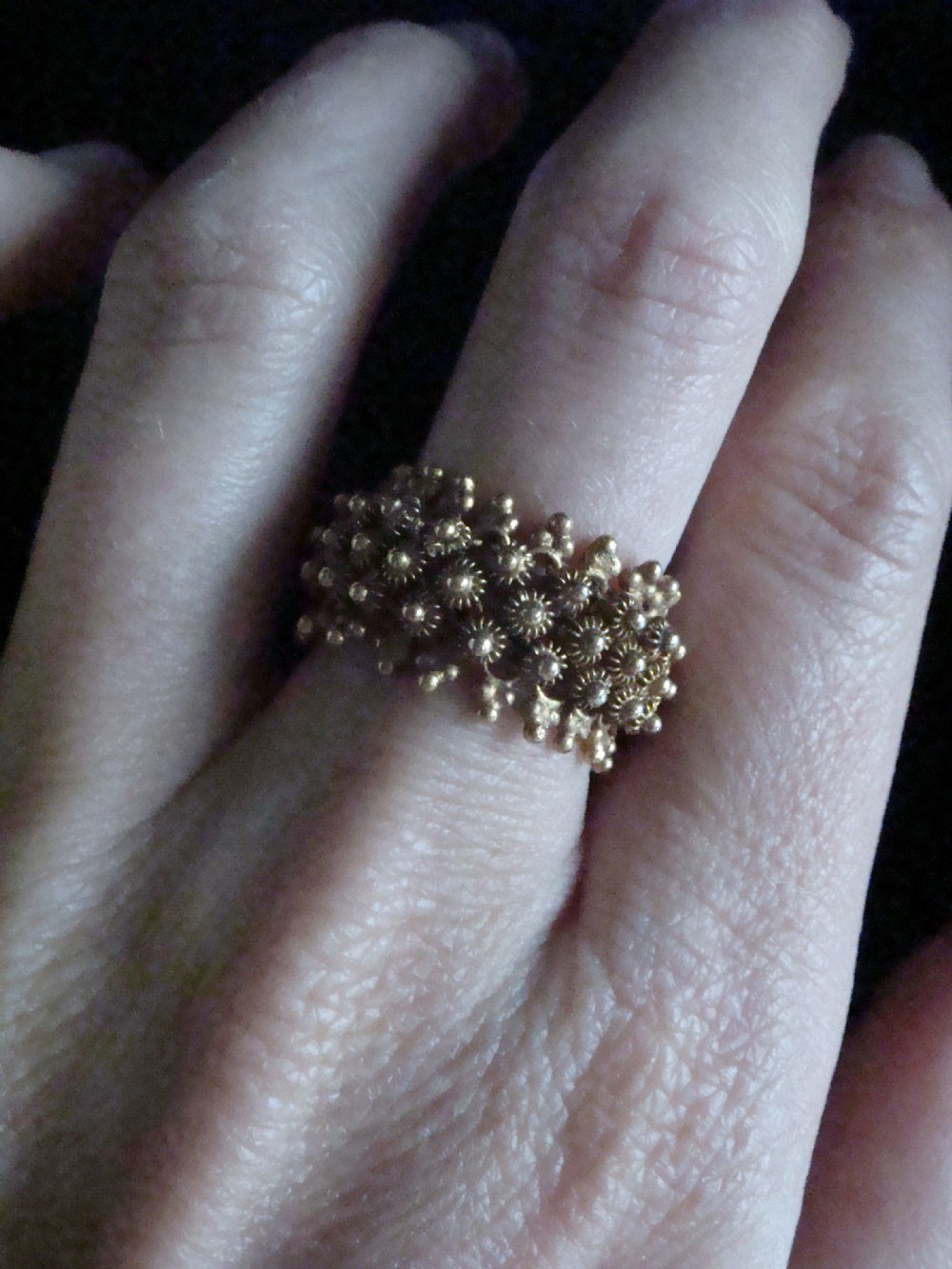 Victorian 18ct 18k yellow gold chain link mess ring flexible-RARE View II