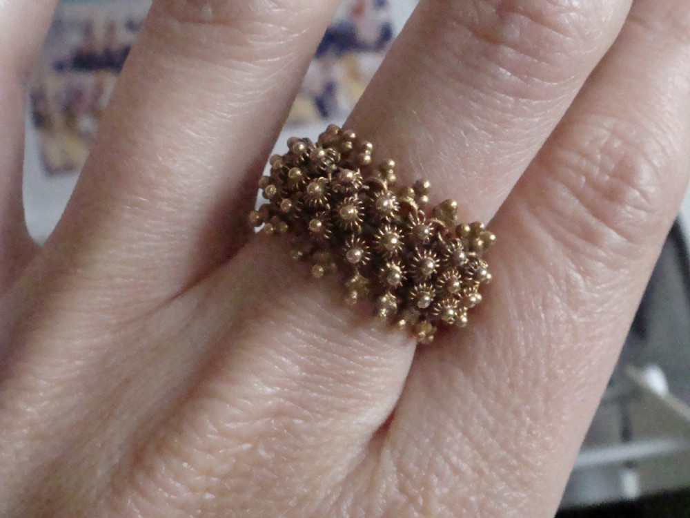 Victorian 18ct 18k yellow gold chain link mess ring flexible-RARE View V
