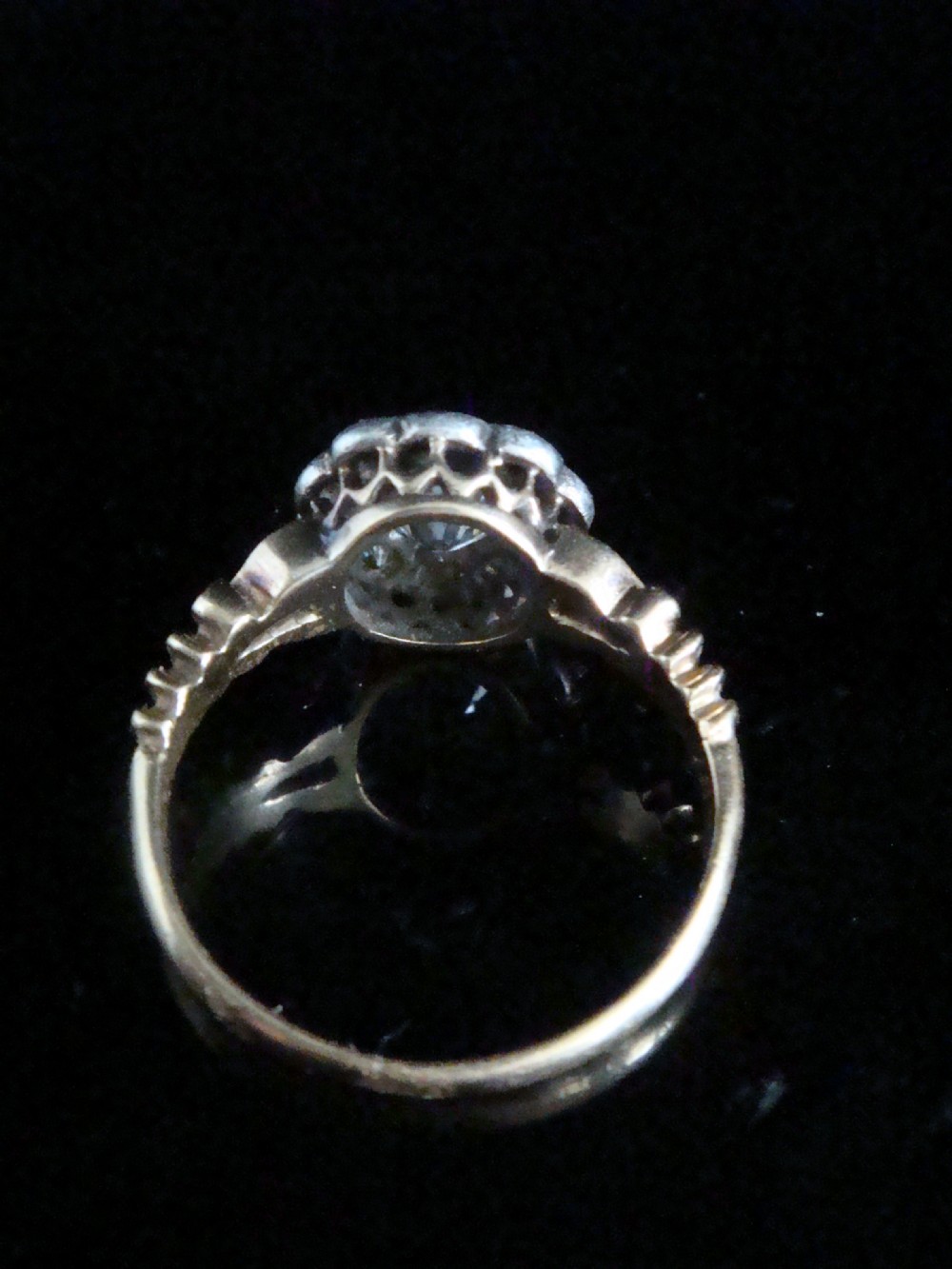 Victorian 18ct old cut diamond cluster 1.05ct centre 0.75ct View III