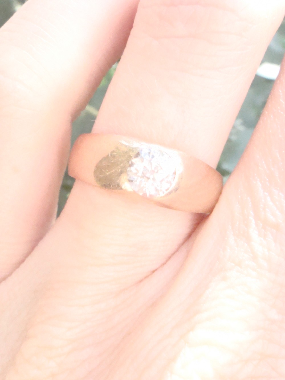 VICTORIAN 18CT ROSE GOLD BAND OLD CUT DIAMOND SINGLE STONE 0.60CT GYPSY BAND View IV